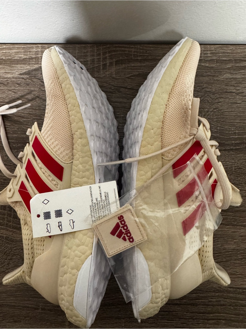 adidas Beige and Red Athletic Sneakers
